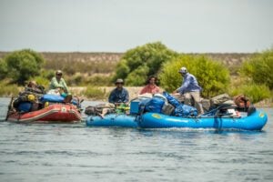 Rafts taking luggage to next camp spot