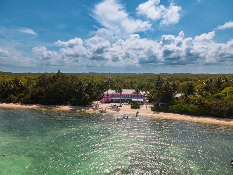 Bair's fishing lodge in the Bahamas, drone shot