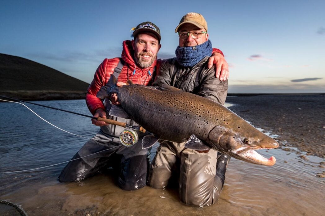 Huge sea-run brown trout caught at dusk