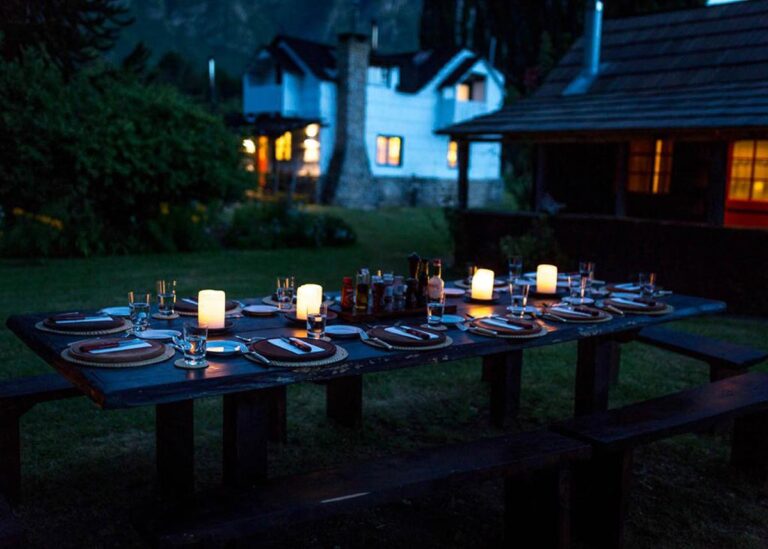 Alfresco eating Patagonian fishing lodge