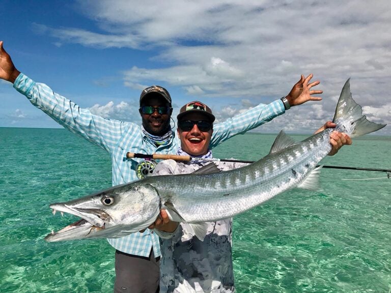 Large Barracuda caught fly fishing in Bahamas