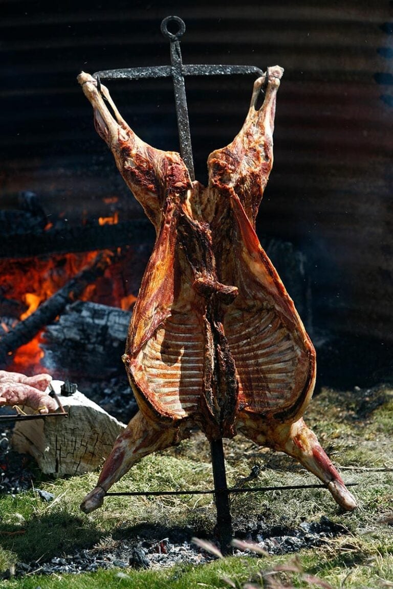 Argentinian spit roast on fire