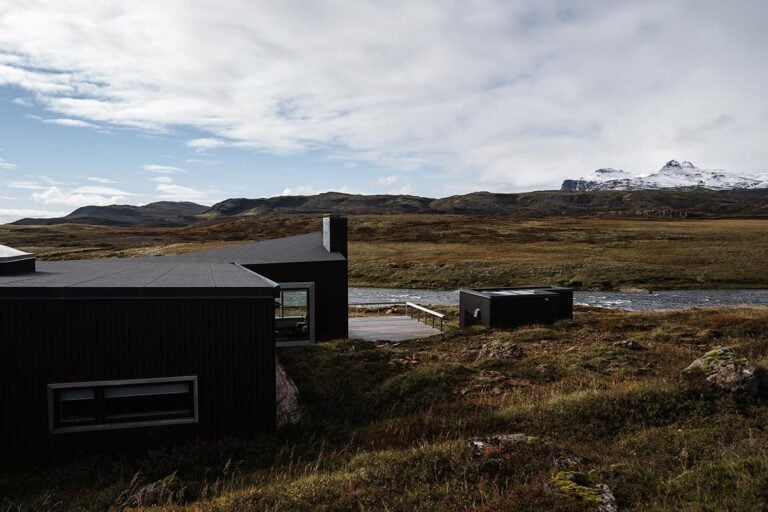 Icelandic fishing lodge beside river