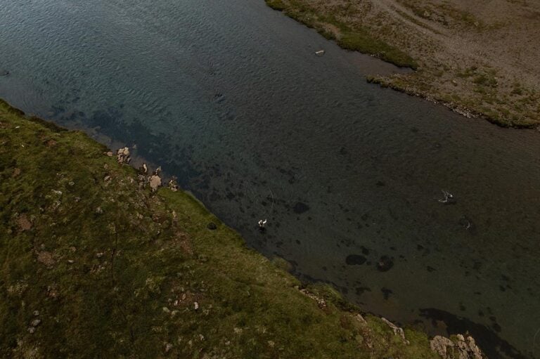 Straumfjarðará river fishing aerial photo, Iceland