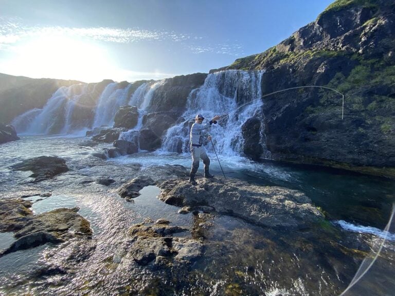 Fisherman in Icelandic river