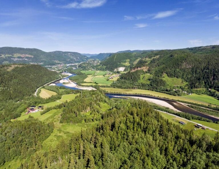 Gaula River Norway aerial drone photo