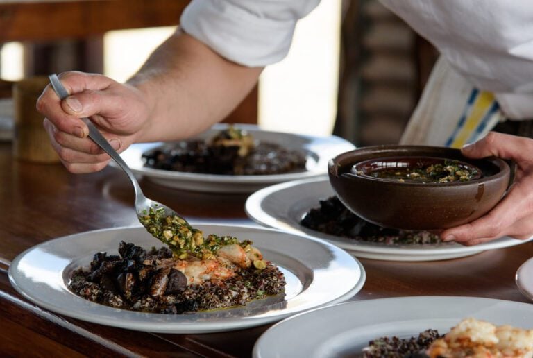 Chef preparing food at lodge