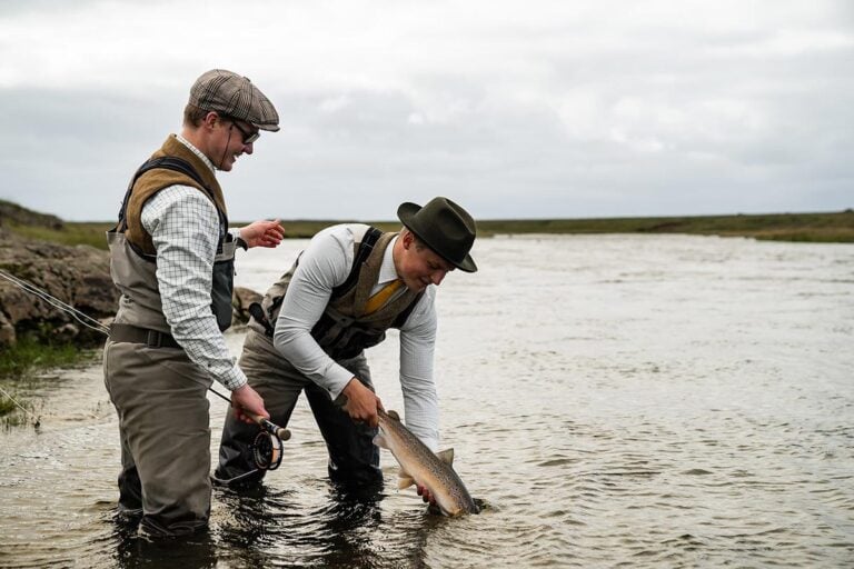 Guided fishing on Icelandic river