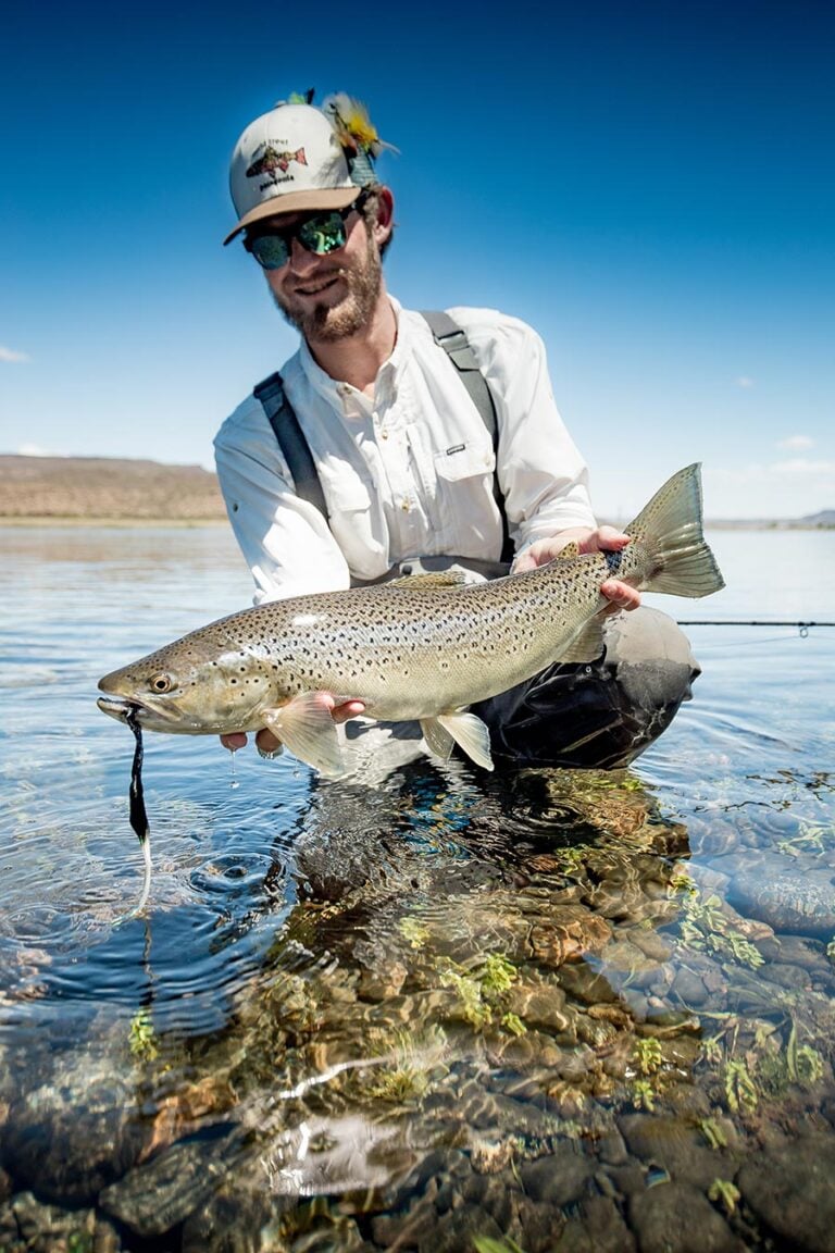 Fly fishing angler Patagonia trout