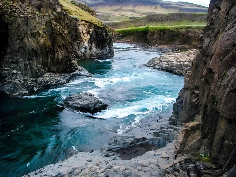 Salmon holding pools, Laxa River, Stóra Laxá salmon fishing lodge in Iceland