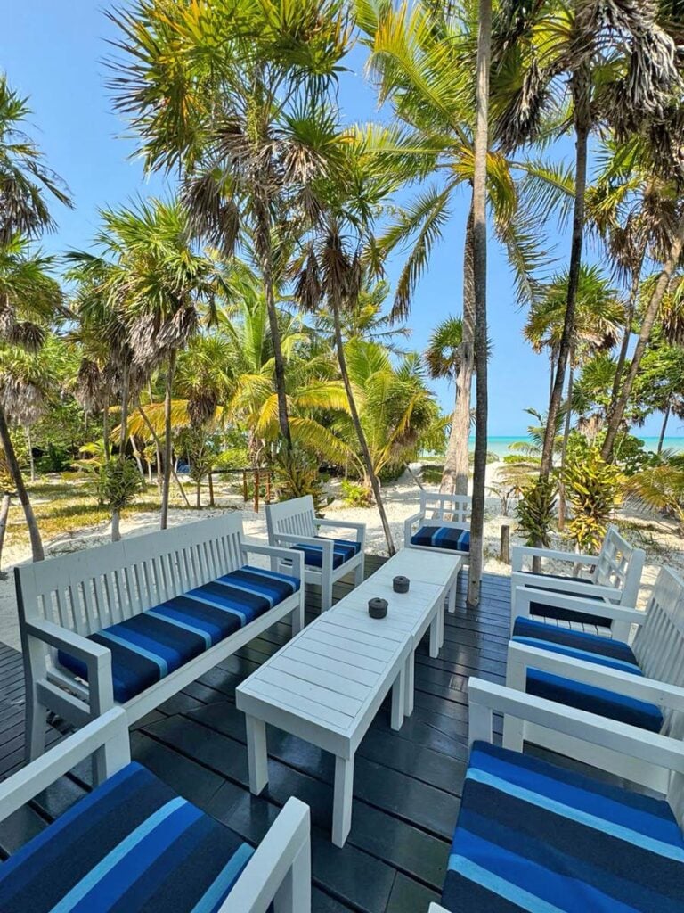 Outdoor beach terrace, Mayazul Lodge, Mexico