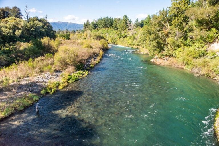 Fly fishing New Zealand river