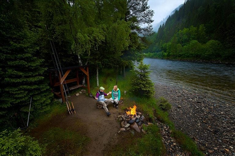 Riverside lunch Gaula River bank Norway