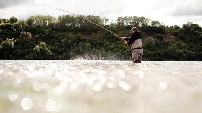 double handed spey casting on Alaskan river