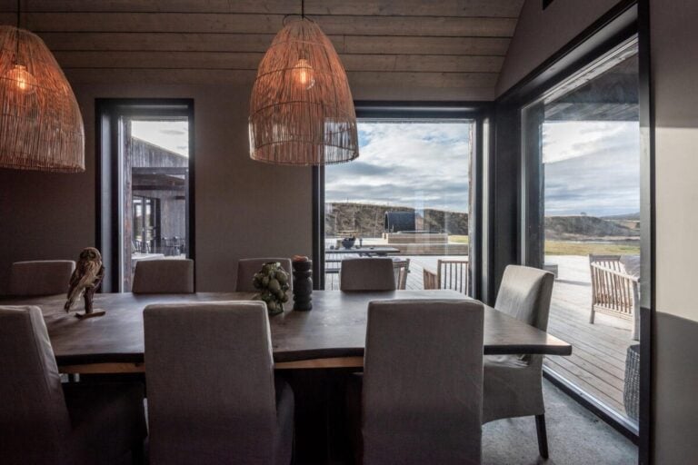 Panoramic views from Icelandic fishing lodge, Stora Laxa