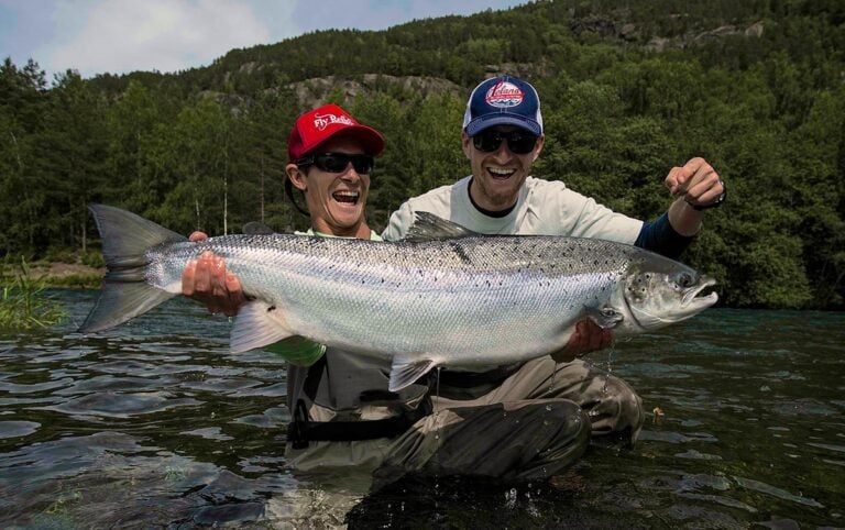 Big Atlantic salmon caught in Norway, Aroy River