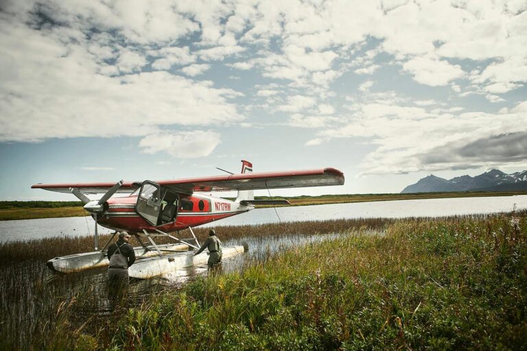 Floatplane in Alaska being borded