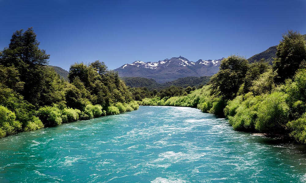 Large fishing river in Los Lagos, Southern Chile, Argentina