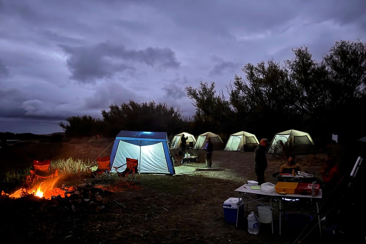 Fly fishing camp on Manso river in Northern Patagonia, Argentina
