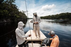 Fly fishing in the Brazilian Amazon from skiffs, with the Rio Marié liveaboard